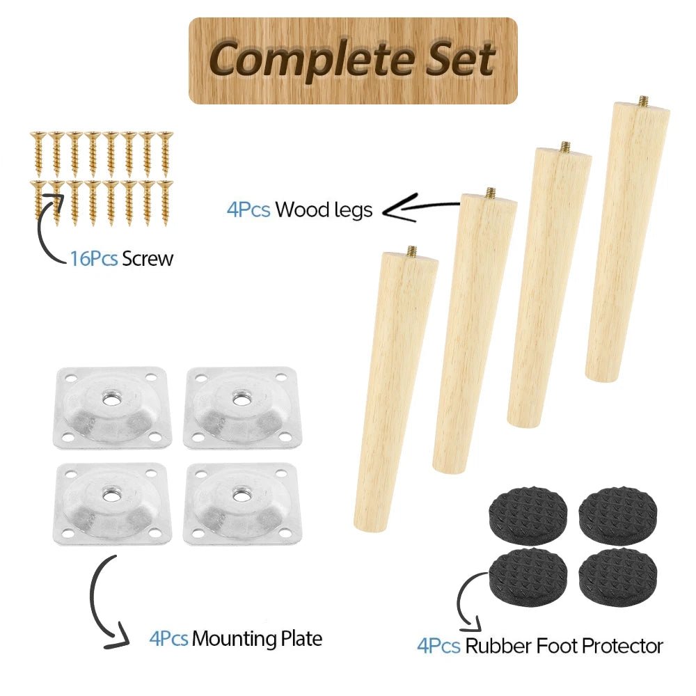 4Pcs Pieds de Meuble en Bois et Fer MARBELLA - DIY Remplacement pour Canapé, Table, Bureau - Ethic Atelier