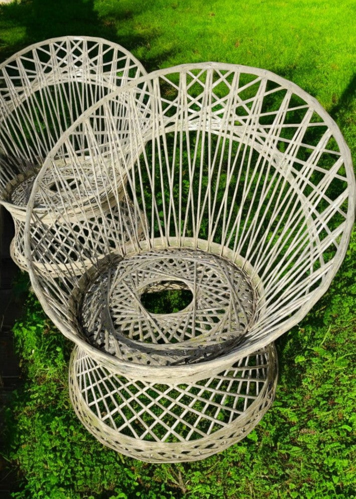 Paire de Fauteuils de Jardin Vintage en Fibre de Verre - Design Iconique