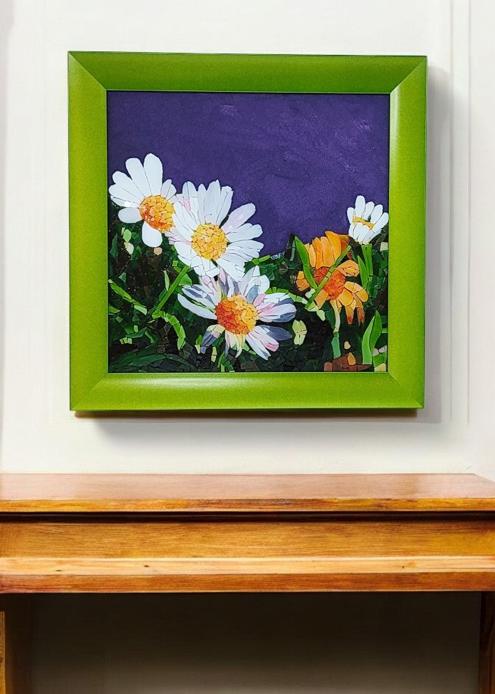 Tableau Mosaïque Daisies - Création Artisanale