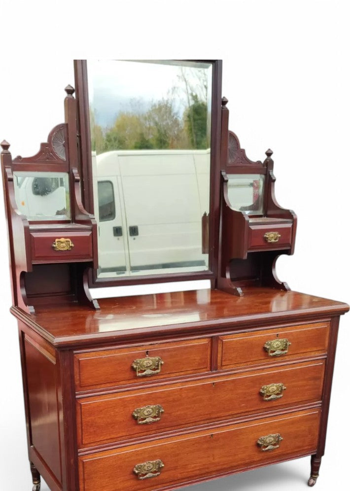 Commode Coiffeuse Anglaise Classique en Acajou Massif