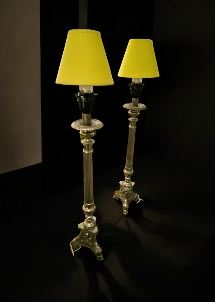 Paire de lampes en bronze nickelé début du XX siècle