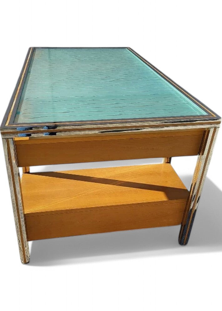 Magnifique Bureau Vintage en Verre et Chrome