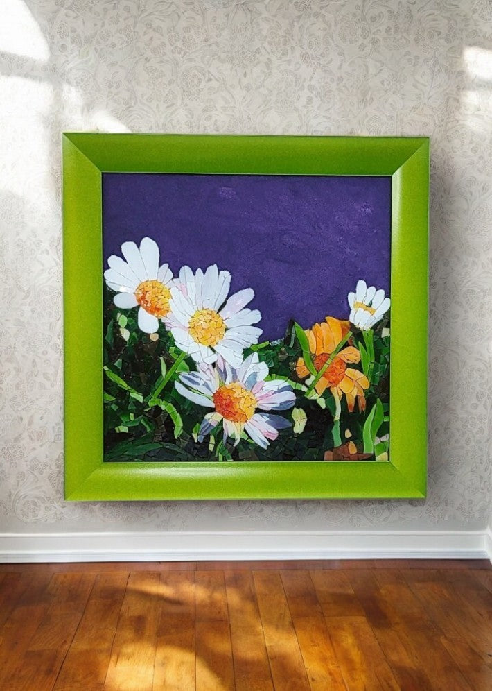 Tableau Mosaïque Daisies - Création Artisanale