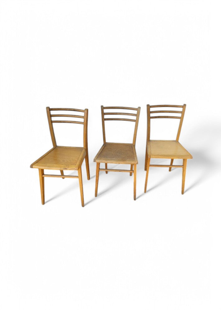 Série de 3 chaises de bistrot 1950