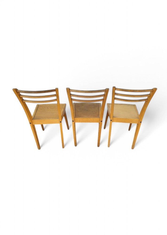 Série de 3 chaises de bistrot 1950