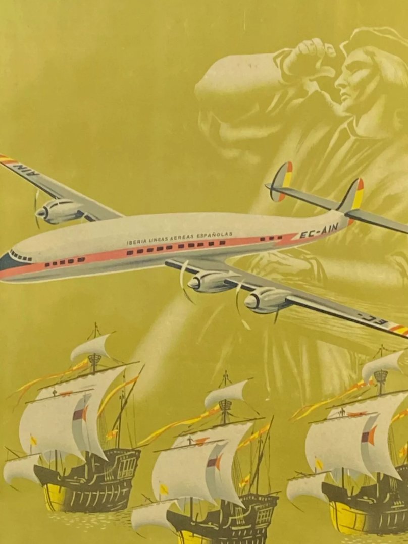 Affiche Originale Iberia Lineas Aereas Espanolas - Aviation Civile, Espagne - Ethic Atelier