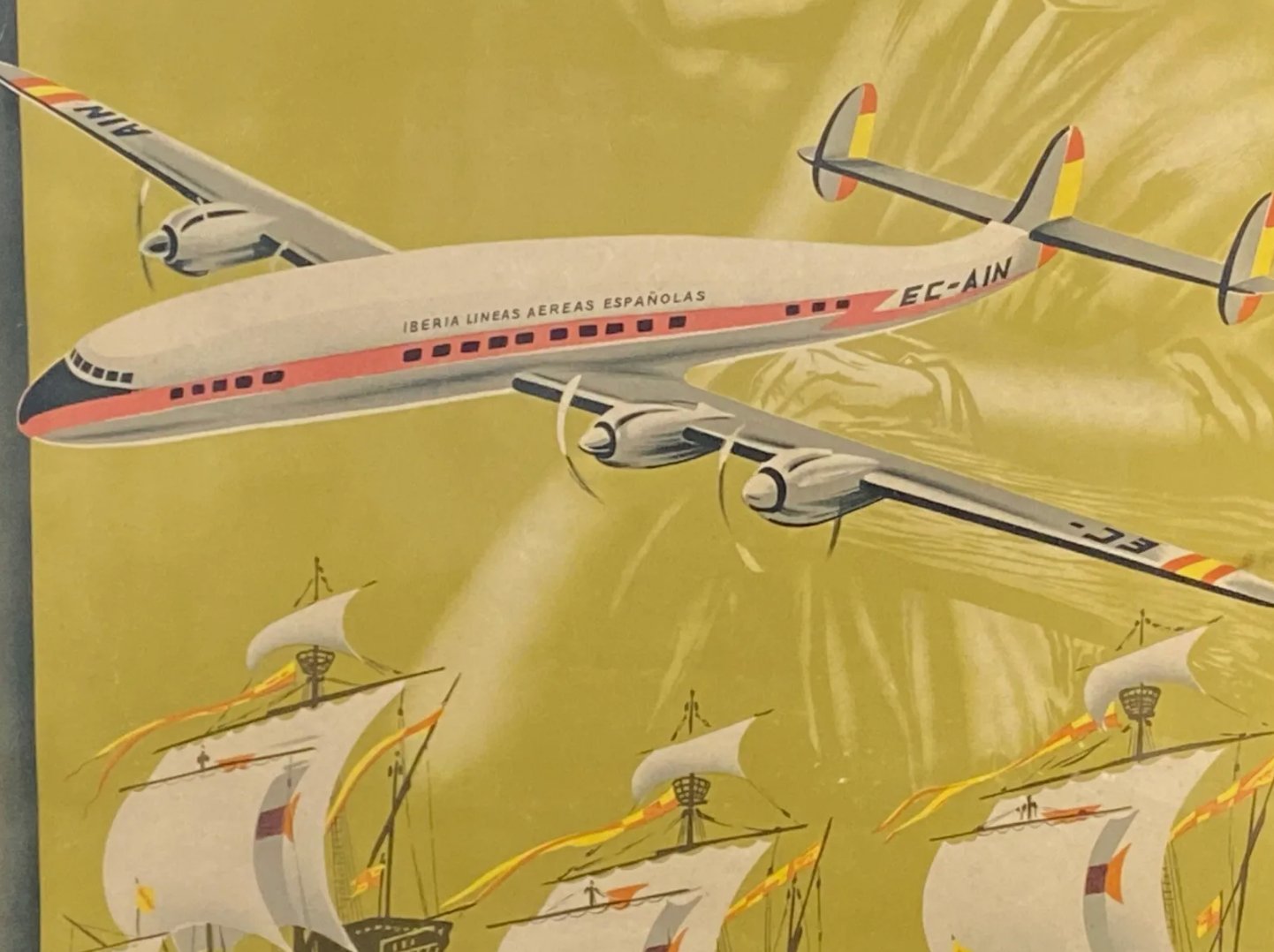 Affiche Originale Iberia Lineas Aereas Espanolas - Aviation Civile, Espagne - Ethic Atelier