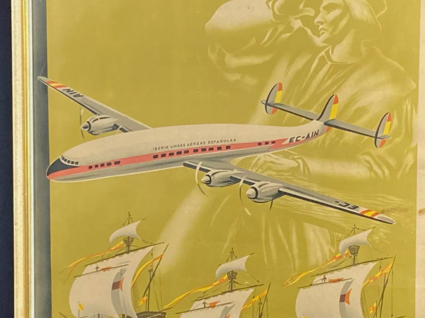 Affiche Originale Iberia Lineas Aereas Espanolas - Aviation Civile, Espagne - Ethic Atelier