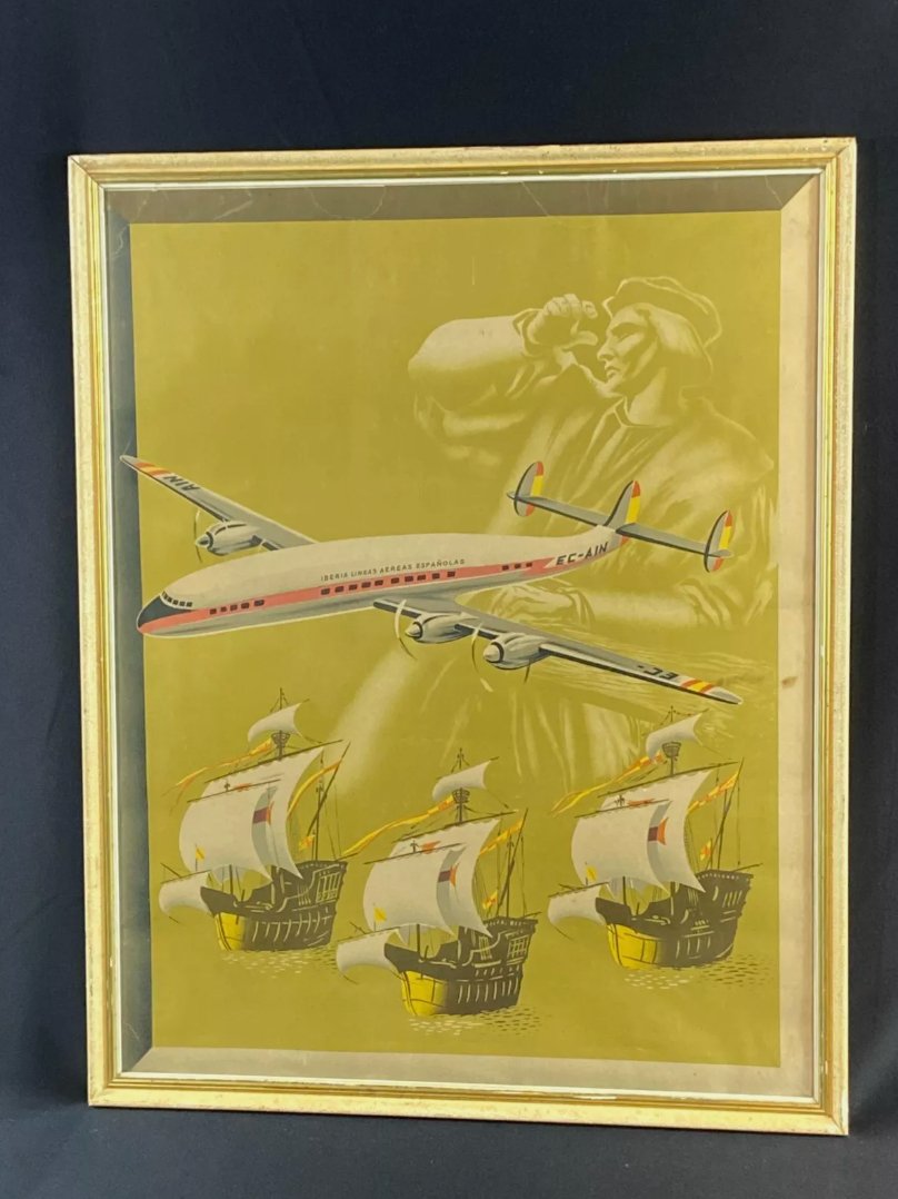 Affiche Originale Iberia Lineas Aereas Espanolas - Aviation Civile, Espagne - Ethic Atelier