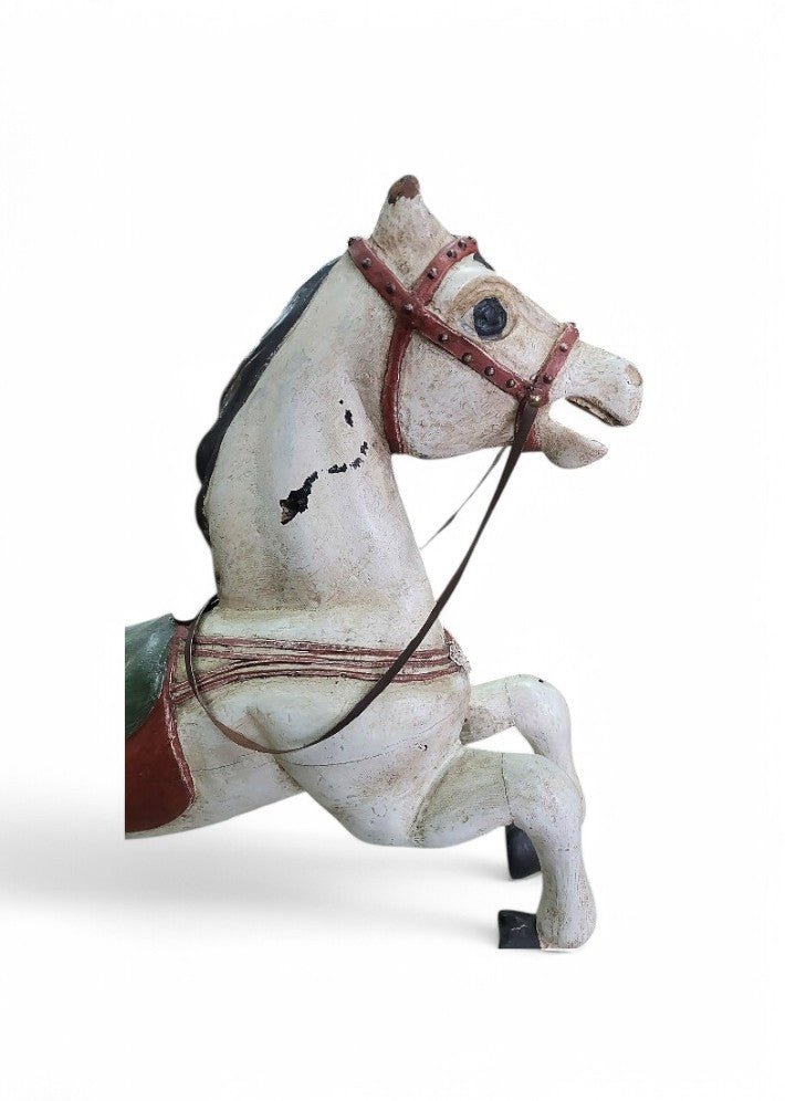 Ancien Cheval de Manège en Bois de Carrousel - Ethic Atelier