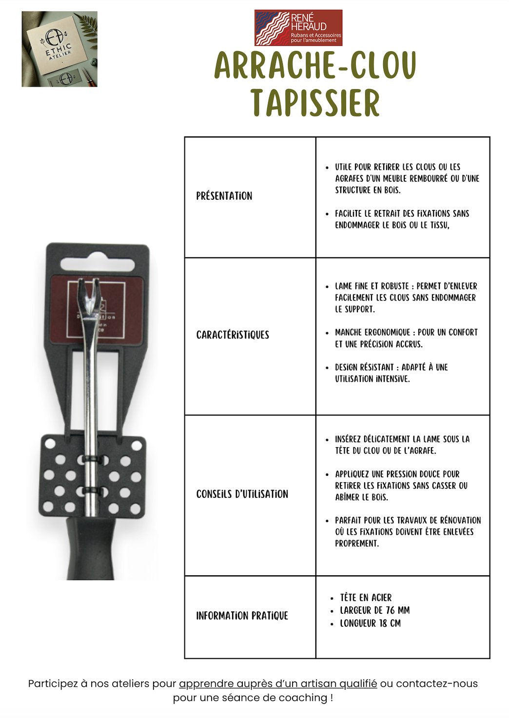 Arrache - clou Tapissier - Ethic Atelier