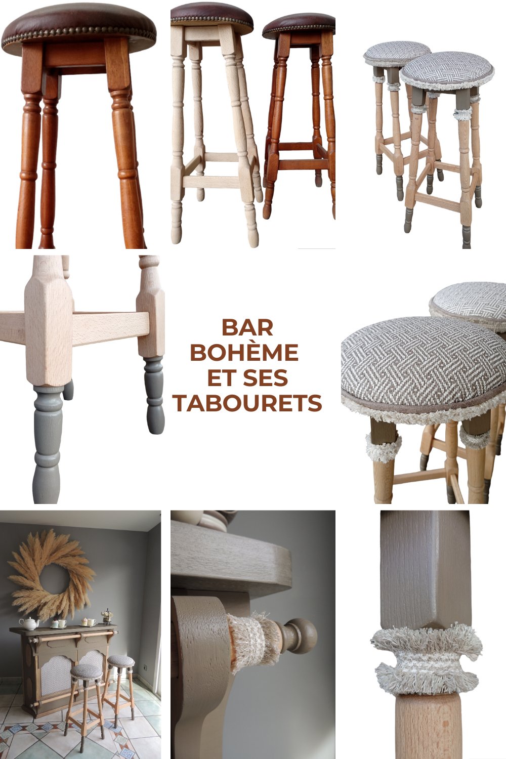 Bar Bohème et Ses Tabourets restaurés - Ethic Atelier