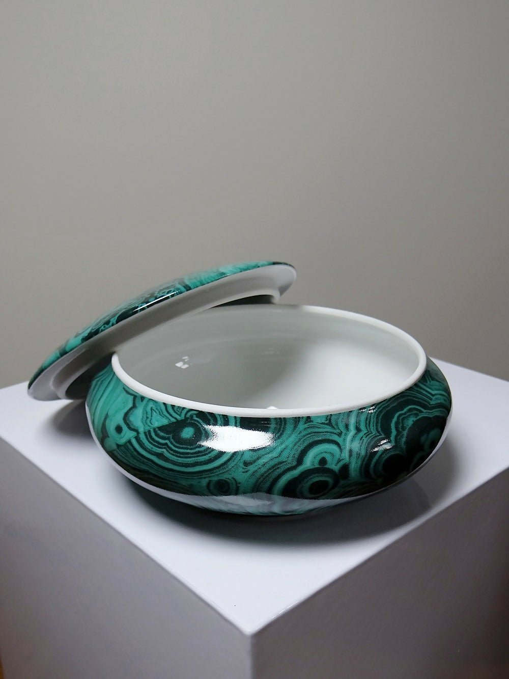 Boite à bijoux/bonbonnière porcelaine Limoges Apilco Deshoulière façon Malachite - Ethic Atelier