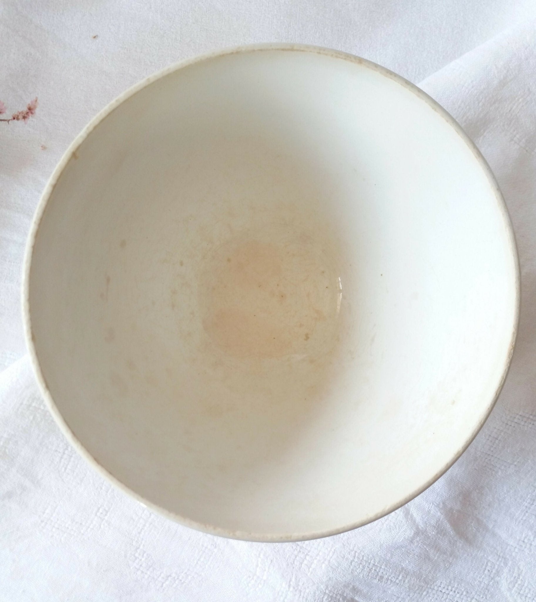 Bol ancien en faïence à liseré vert olive - Ethic Atelier