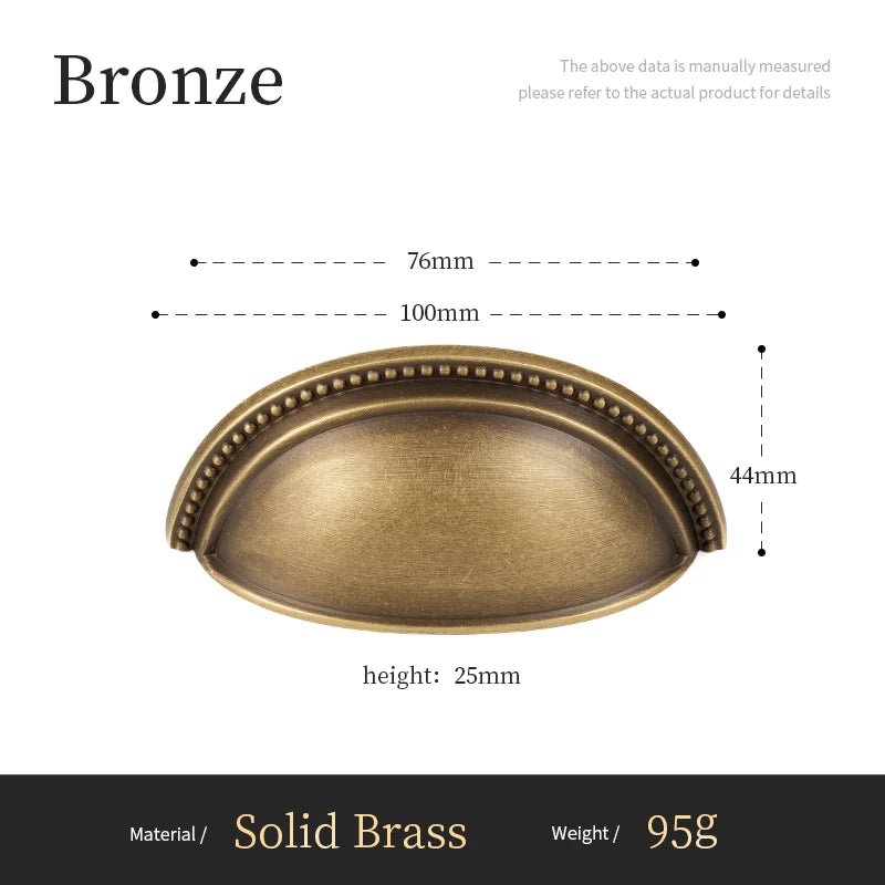 Bouton de porte MAXIME en laiton massif bronze vintage, poignée en coquille - DIY quincaillerie de meubles - Ethic Atelier
