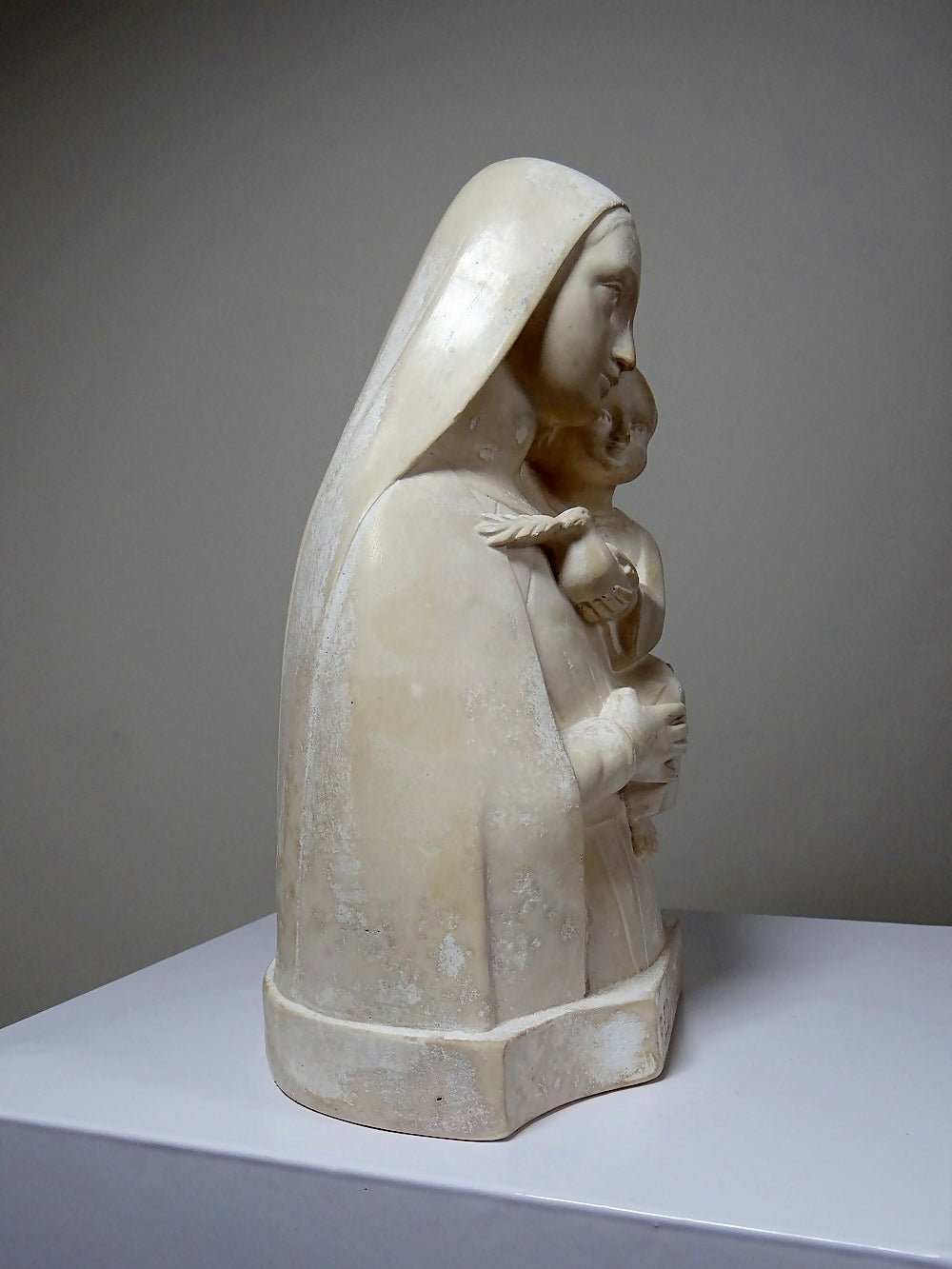 Buste Vierge à l'enfant plâtre ciré ancien style art déco PP Déposé - Ethic Atelier