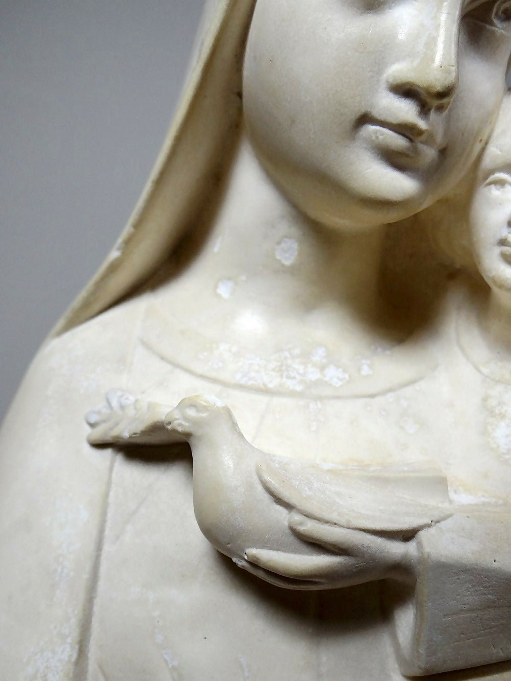 Buste Vierge à l'enfant plâtre ciré ancien style art déco PP Déposé - Ethic Atelier