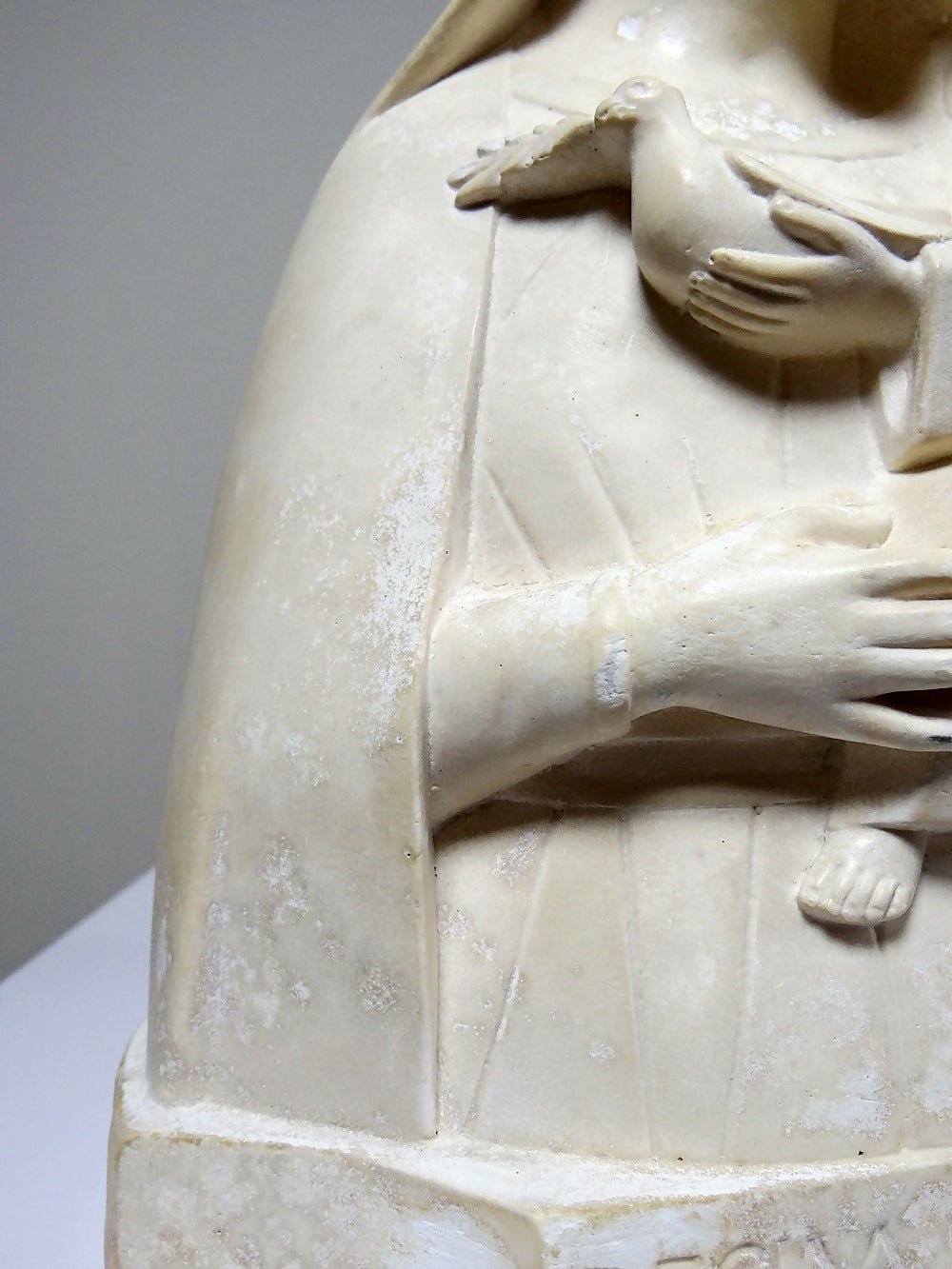 Buste Vierge à l'enfant plâtre ciré ancien style art déco PP Déposé - Ethic Atelier