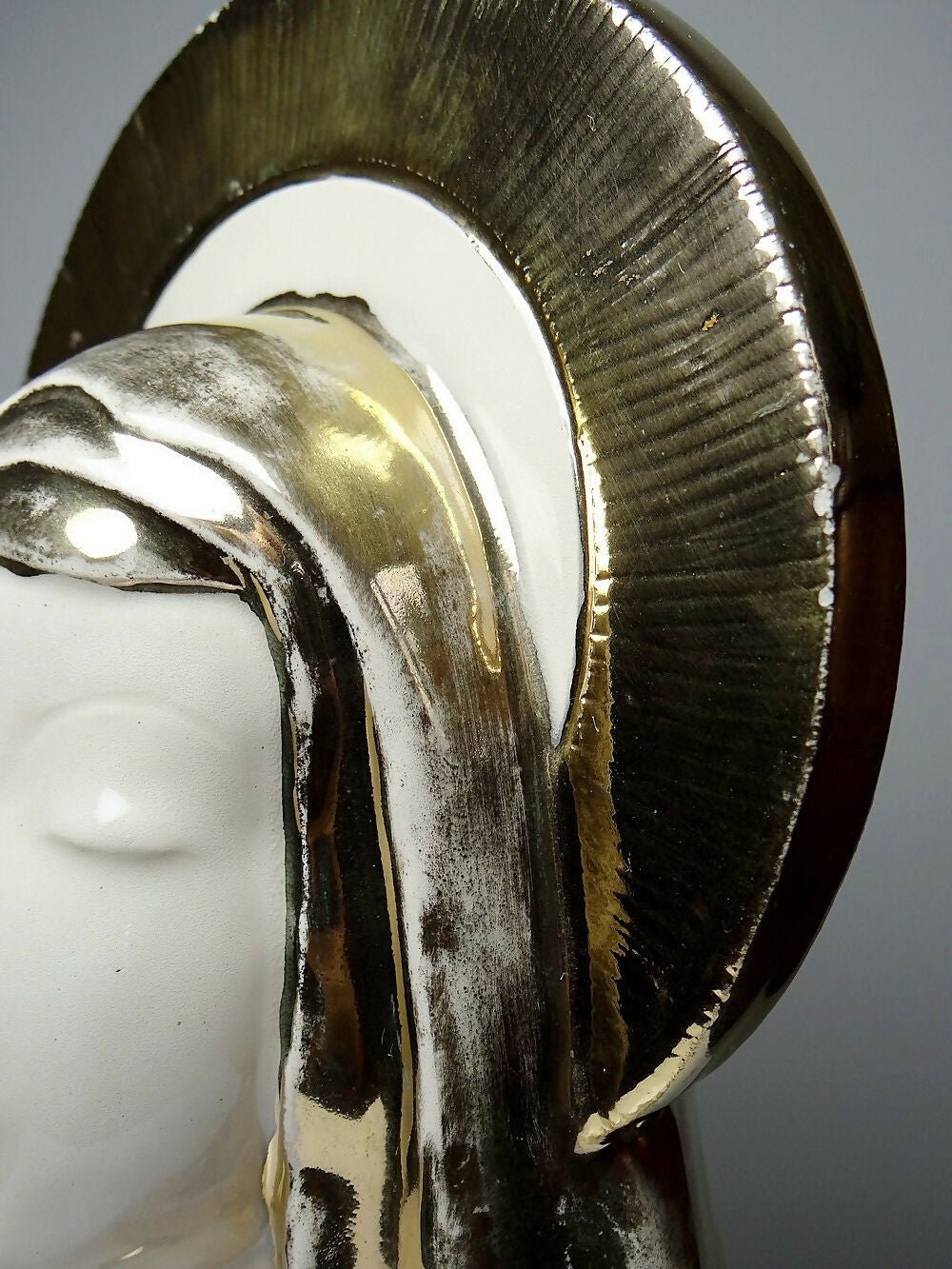 Buste Vierge auréolée céramique émaillée artisanat vintage/ancien - Ethic Atelier