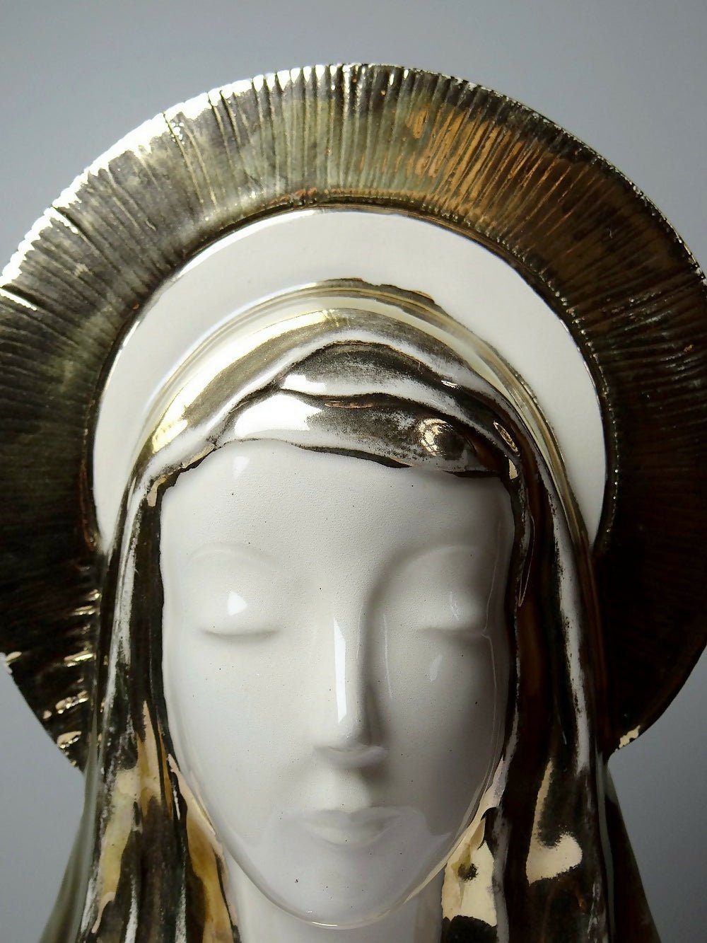 Buste Vierge auréolée céramique émaillée artisanat vintage/ancien - Ethic Atelier