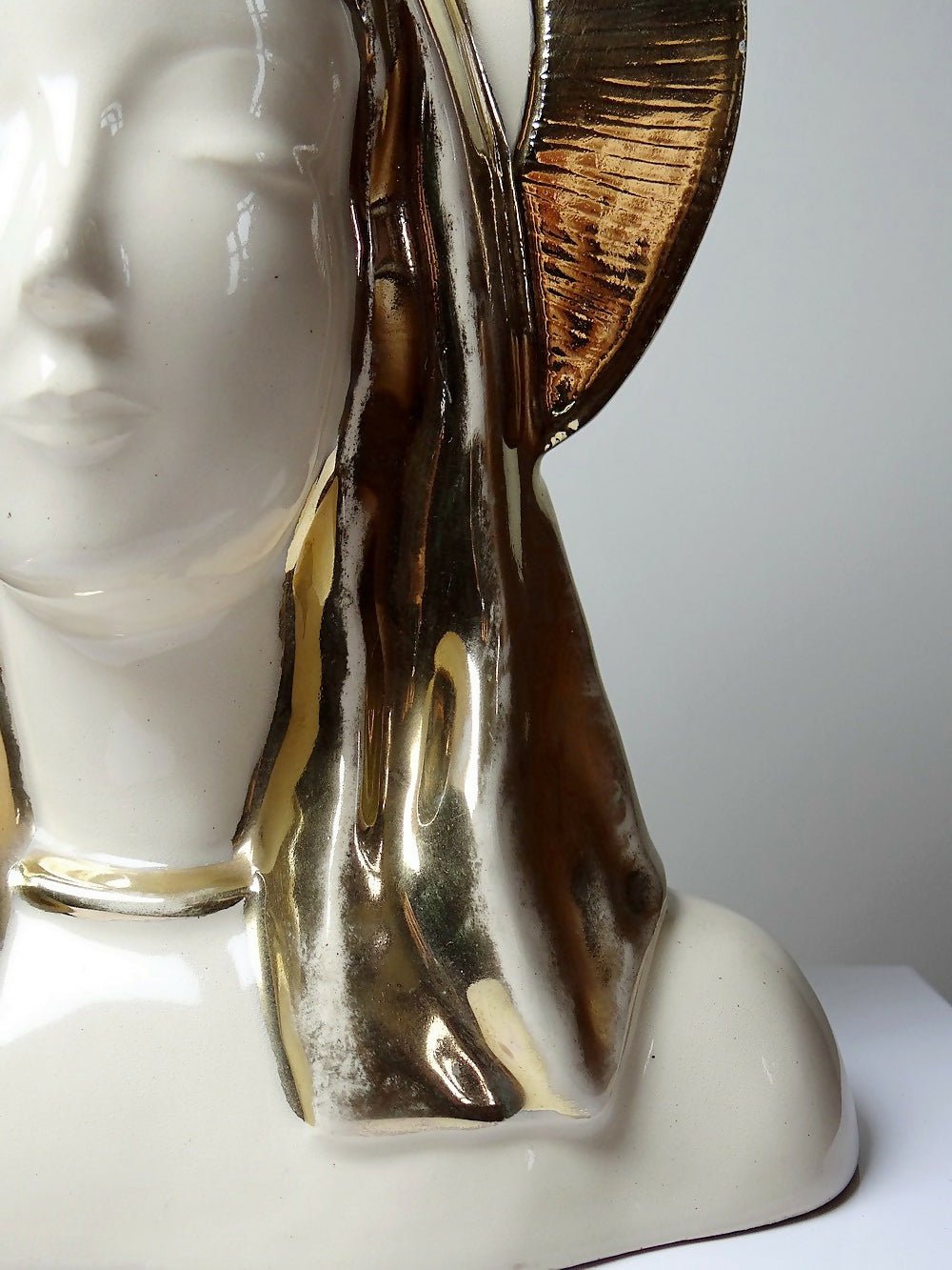 Buste Vierge auréolée céramique émaillée artisanat vintage/ancien - Ethic Atelier