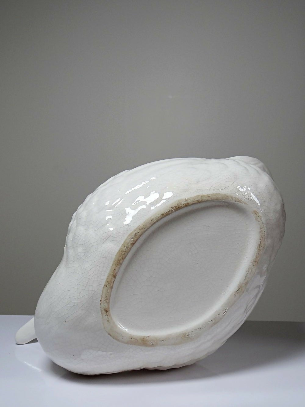 Cache pot/Coupe canard en faïence craquelée beige vintage - Ethic Atelier