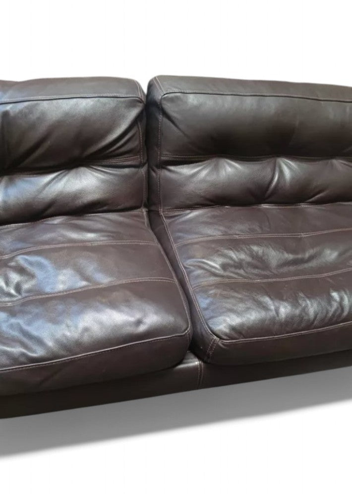 Canapé 4 Places en Cuir Marron Foncé Steiner par Pascal Daveluy – Modèle Ranelagh - Ethic Atelier