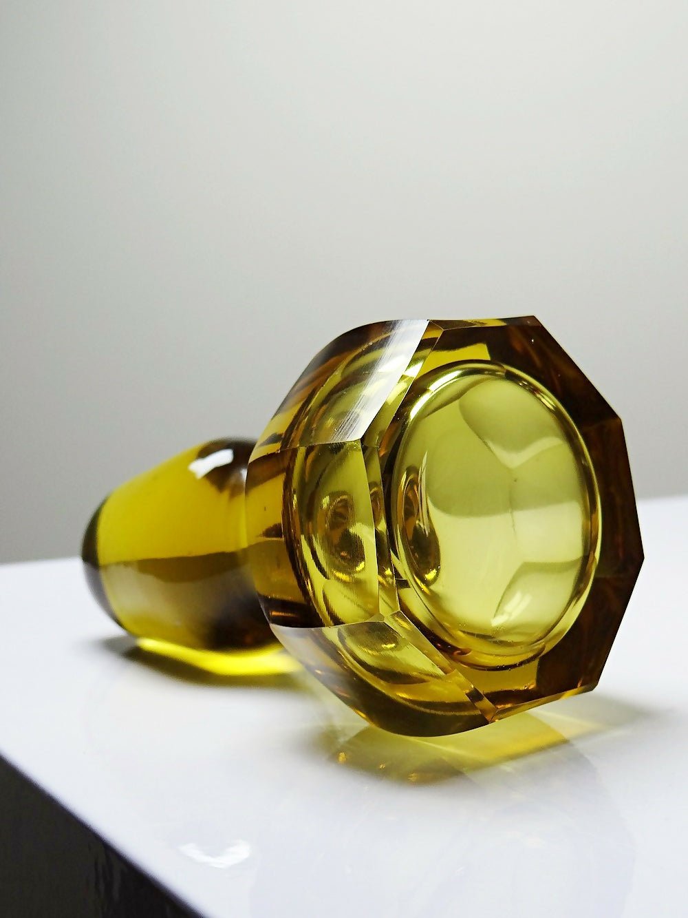 Carafe à décanter verre soufflé ciselé ambré Tchèque vintage/ancienne - Ethic Atelier