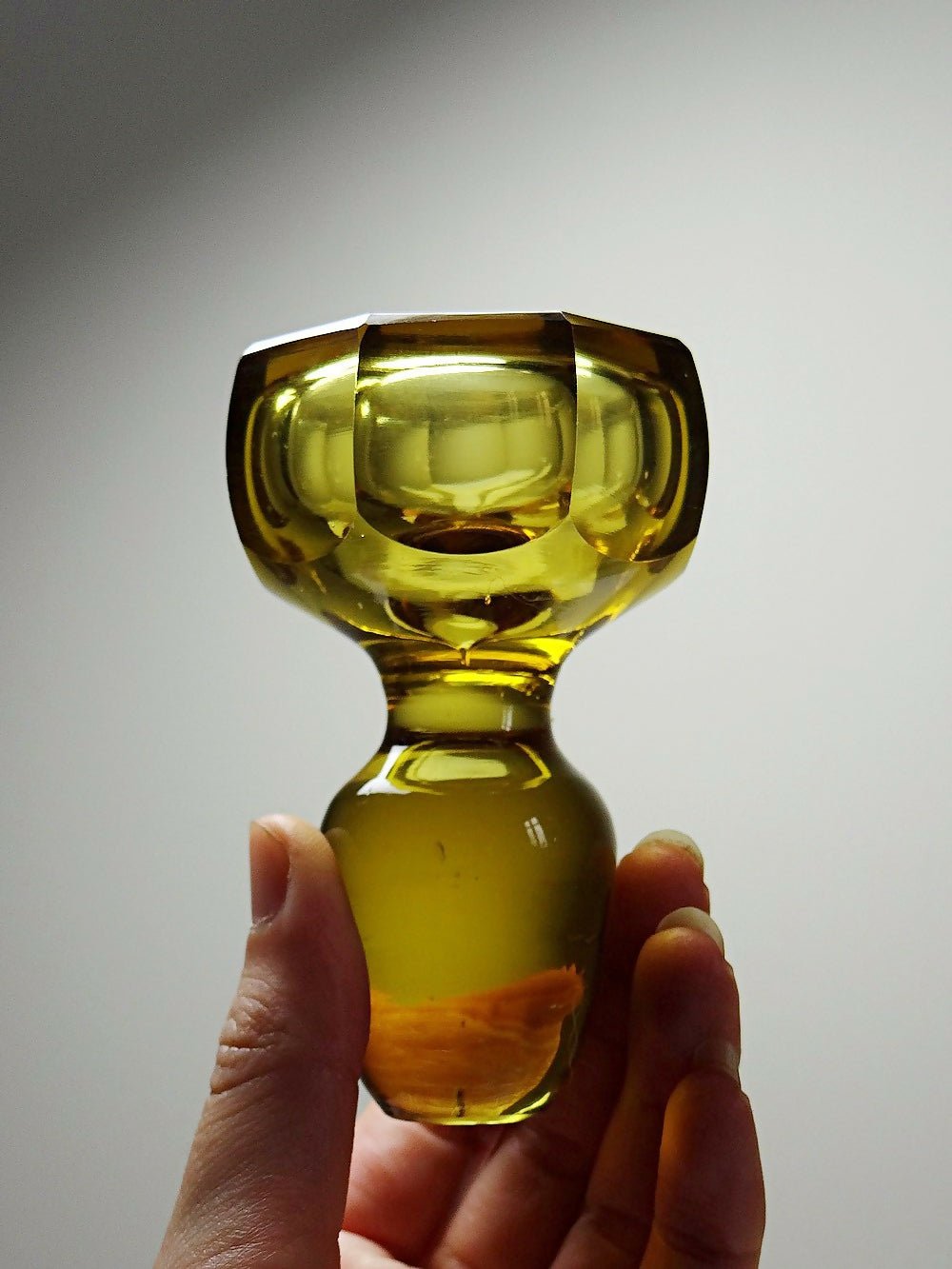 Carafe à décanter verre soufflé ciselé ambré Tchèque vintage/ancienne - Ethic Atelier