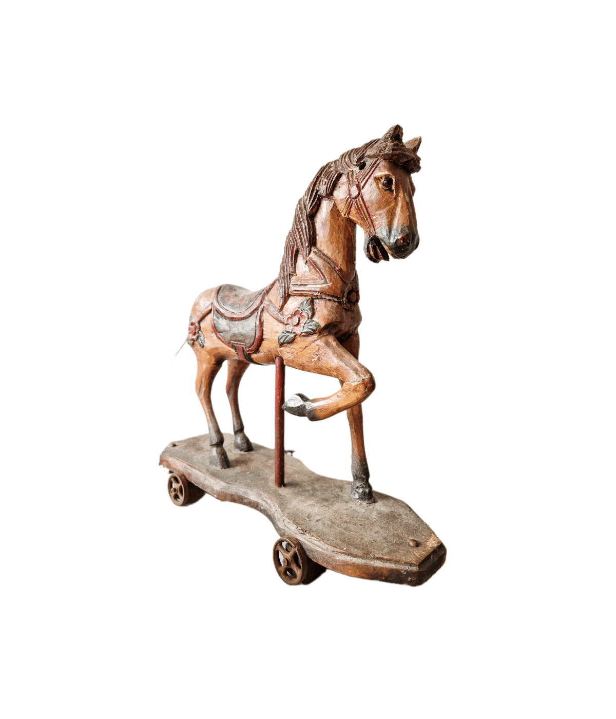 Cheval en bois ancien 1900 en bois polychrome, cheval carrousel jouet - Ethic Atelier