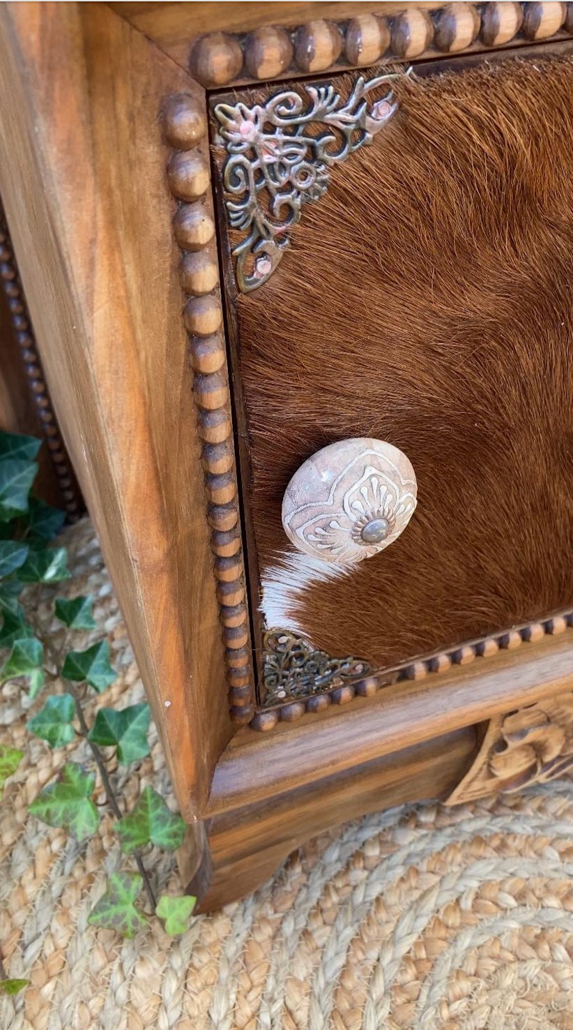 Chevet Marron restauré et peint sur - mesure – Création Unique - Ethic Atelier