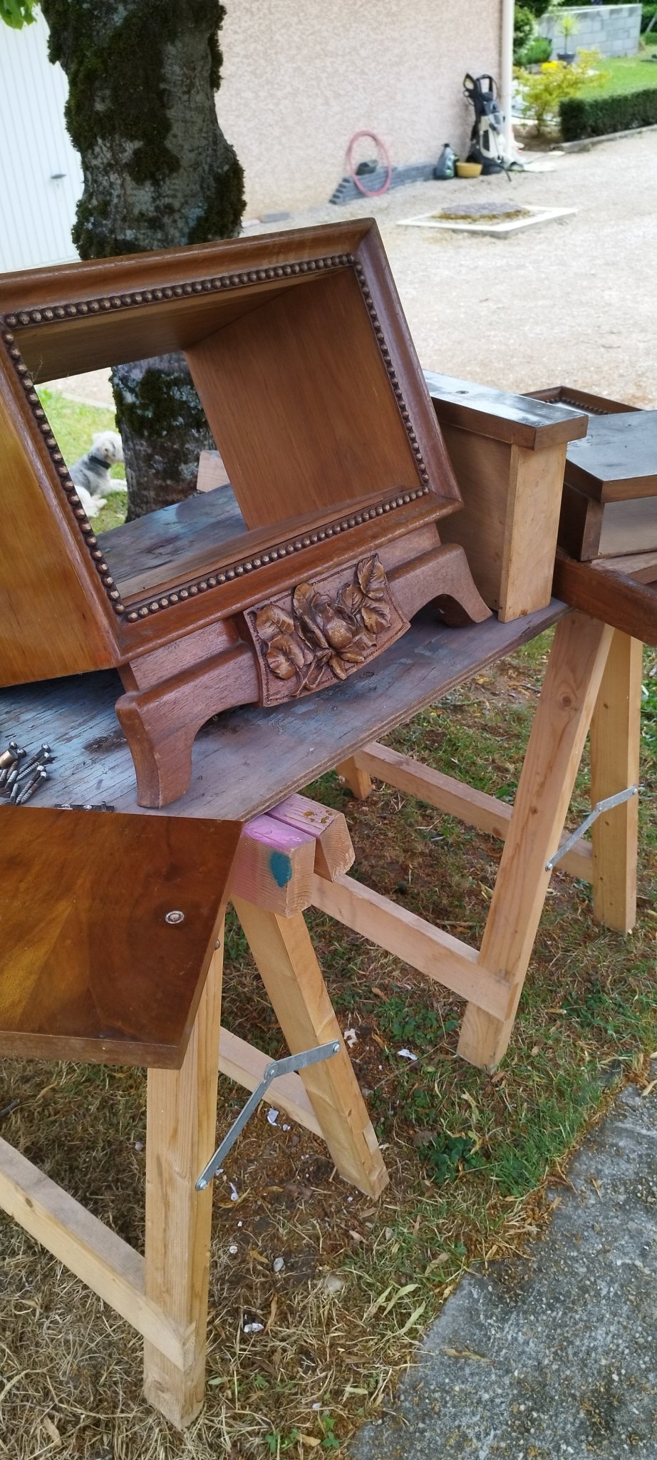 Chevet Marron restauré et peint sur - mesure – Création Unique - Ethic Atelier