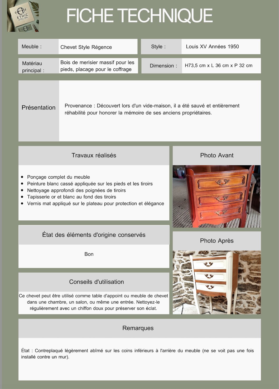 Chevet Style Régence - Louis XV Années 1950 - Ethic Atelier