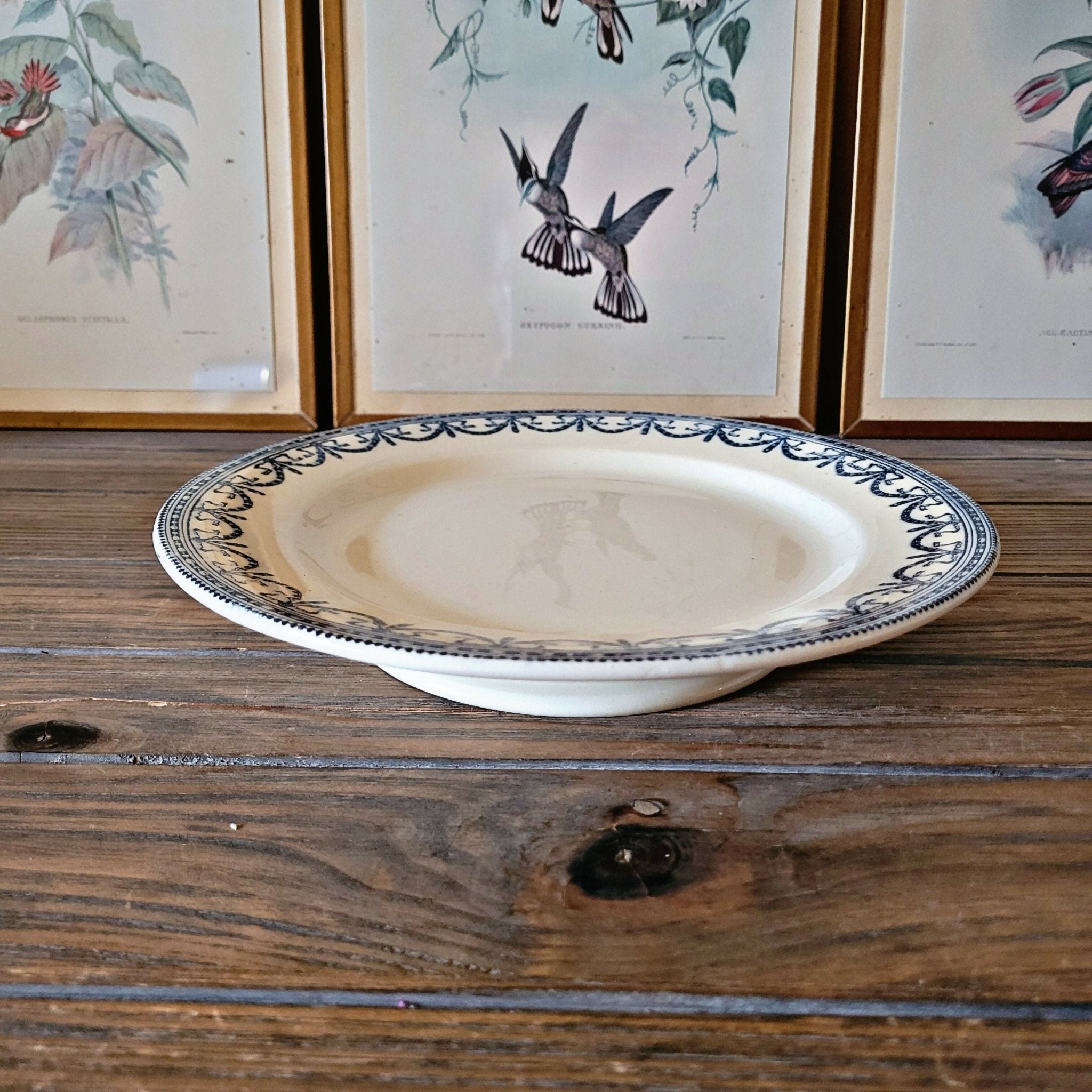 Compotier terre de fer bleu Salins Guirlandes Louis XVI, fin 19ème - Ethic Atelier