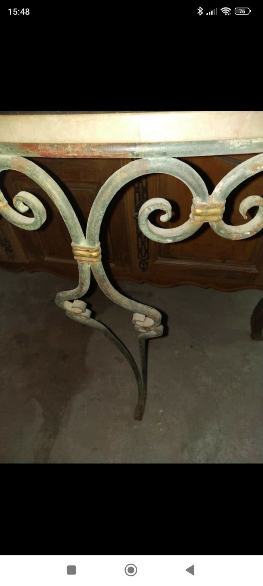 Console 1930 en fer forgé et marbre brégine - Ethic Atelier