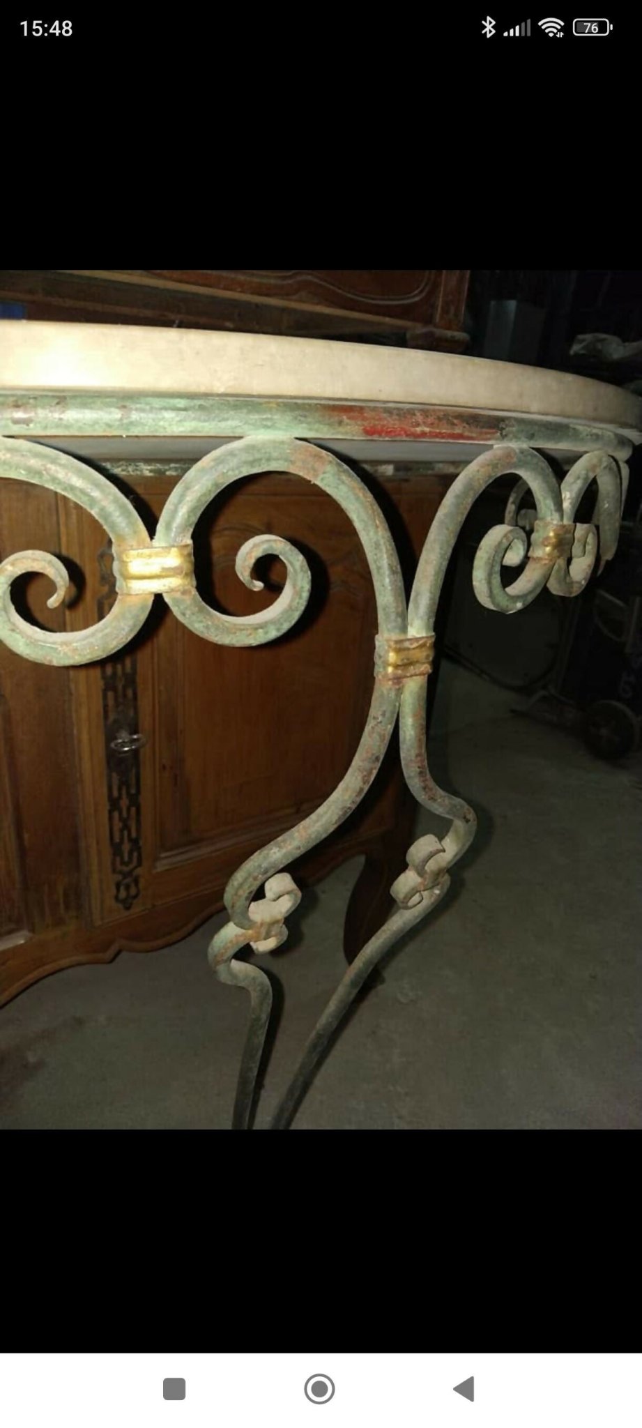 Console 1930 en fer forgé et marbre brégine - Ethic Atelier