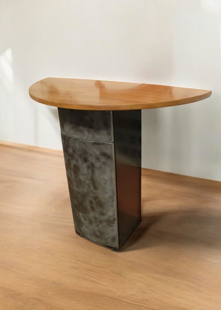 Console en Acier et Orme Massif vers 1980 - Ethic Atelier