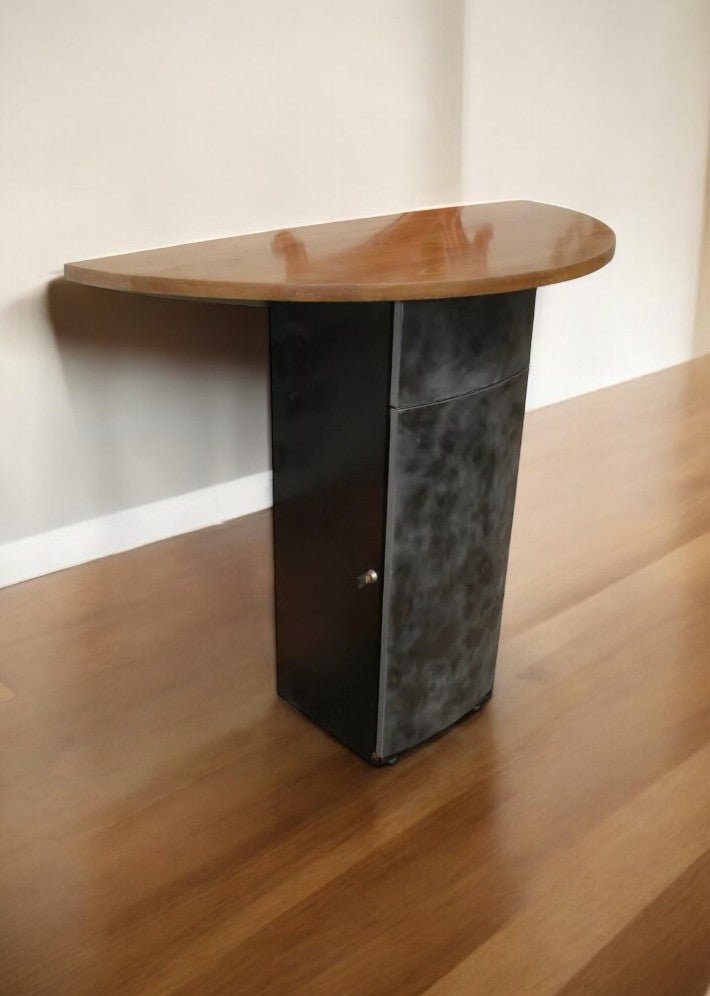 Console en Acier et Orme Massif vers 1980 - Ethic Atelier