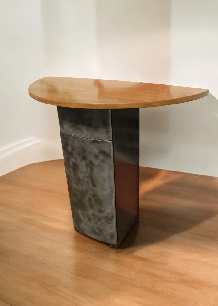 Console en Acier et Orme Massif vers 1980 - Ethic Atelier