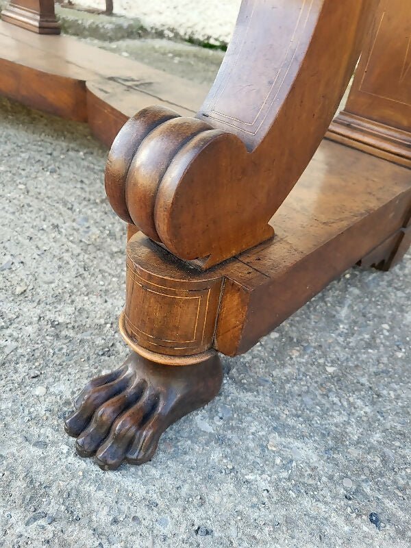 Console Restauration en Noyer avec Plateau en Marbre XIX ème siecle - Ethic Atelier