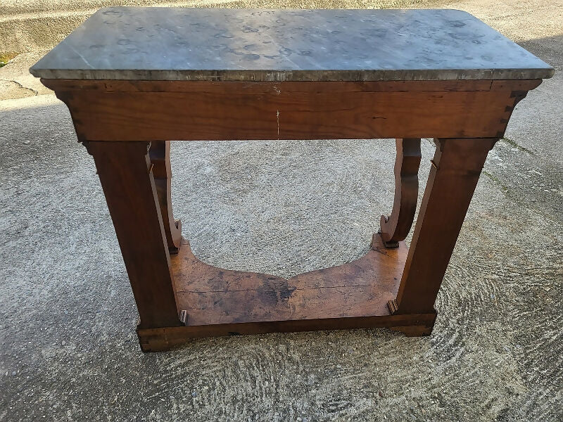 Console Restauration en Noyer avec Plateau en Marbre XIX ème siecle - Ethic Atelier