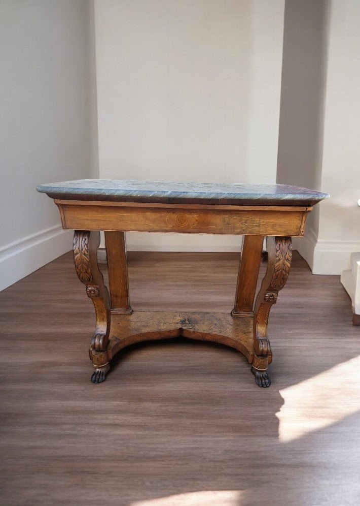 Console Restauration en Noyer avec Plateau en Marbre XIX ème siecle - Ethic Atelier
