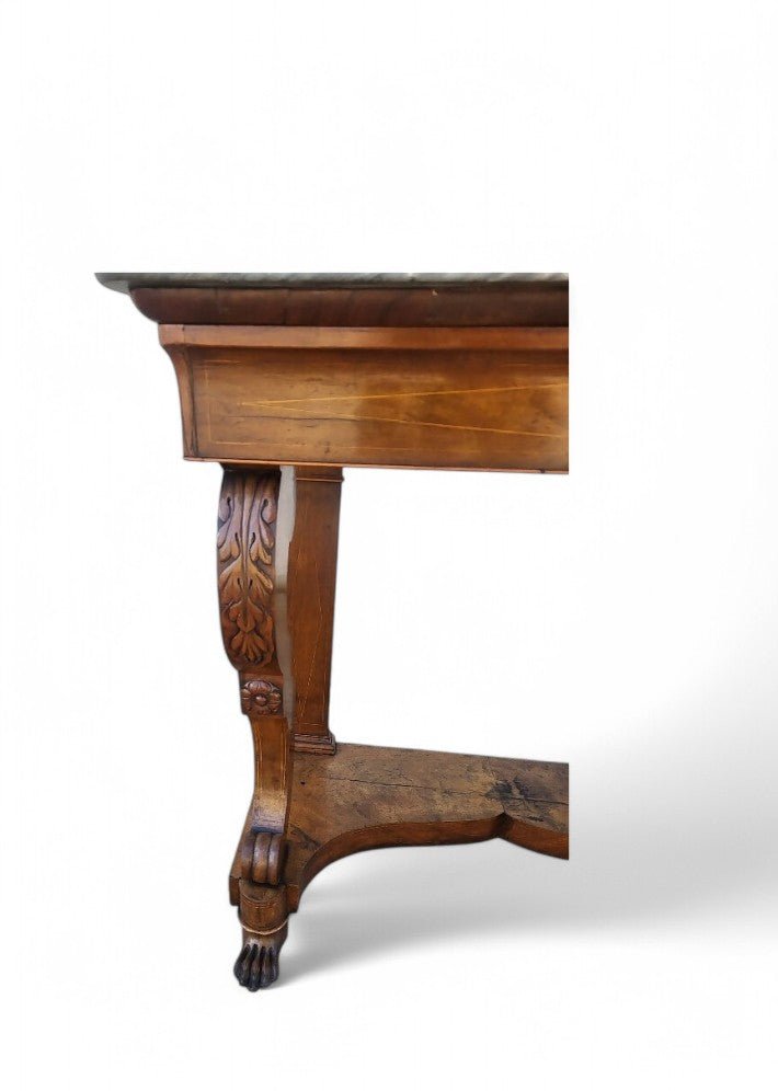 Console Restauration en Noyer avec Plateau en Marbre XIX ème siecle - Ethic Atelier