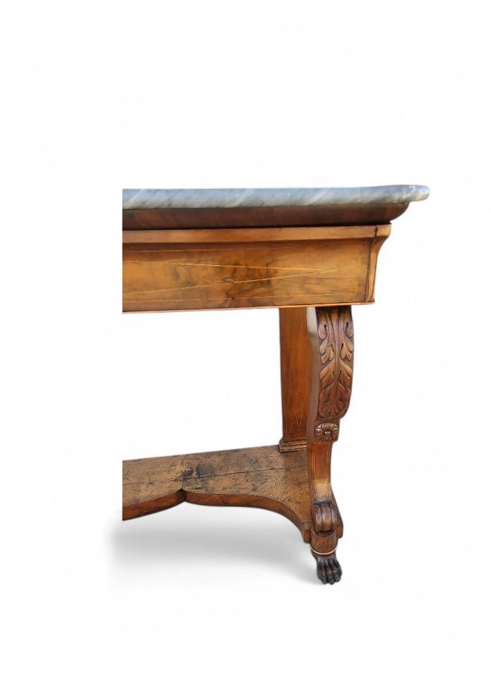Console Restauration en Noyer avec Plateau en Marbre XIX ème siecle - Ethic Atelier