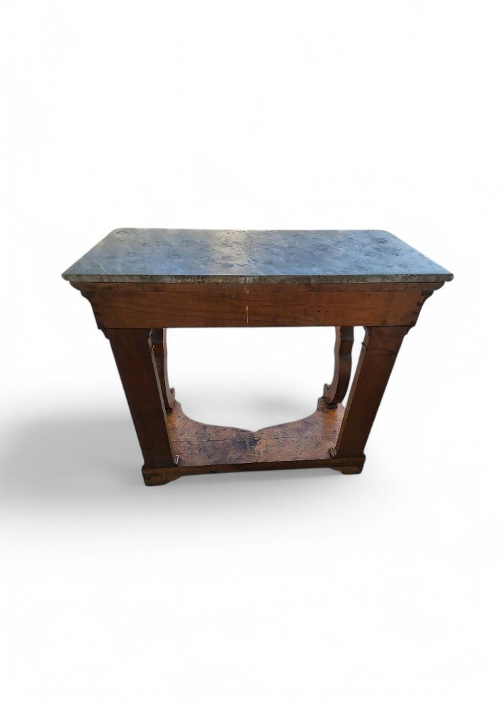 Console Restauration en Noyer avec Plateau en Marbre XIX ème siecle - Ethic Atelier