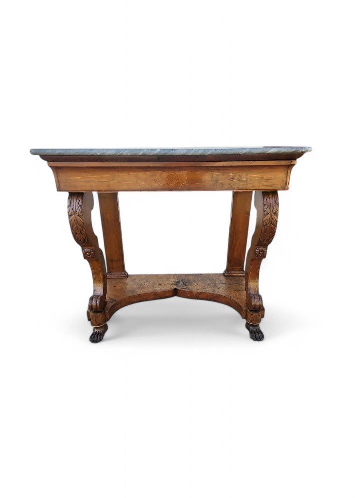 Console Restauration en Noyer avec Plateau en Marbre XIX ème siecle - Ethic Atelier