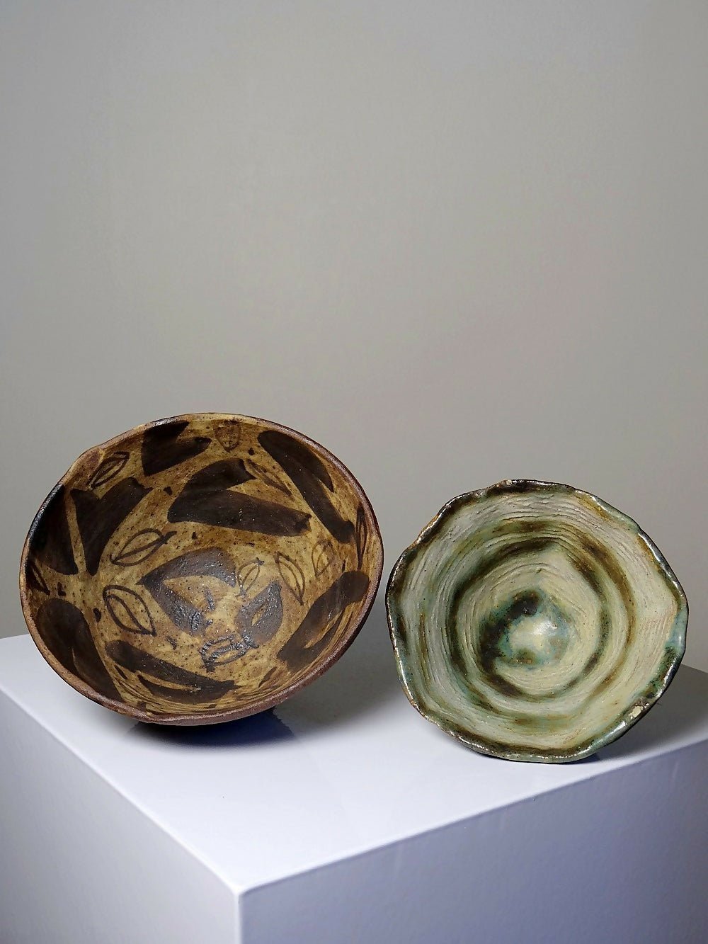 Duo de bols en céramique/grès artisanaux "Wabi - Sabi" dépareillés vintages - Ethic Atelier