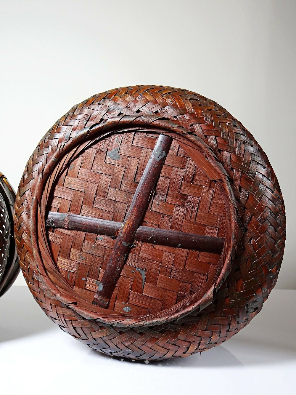 Duo de panières en bambou tressé Japonaises artisanales gigognes vintages - Ethic Atelier