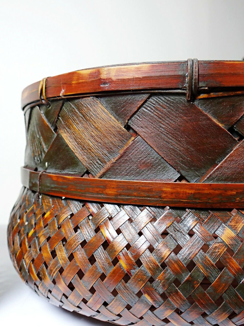 Duo de panières en bambou tressé Japonaises artisanales gigognes vintages - Ethic Atelier