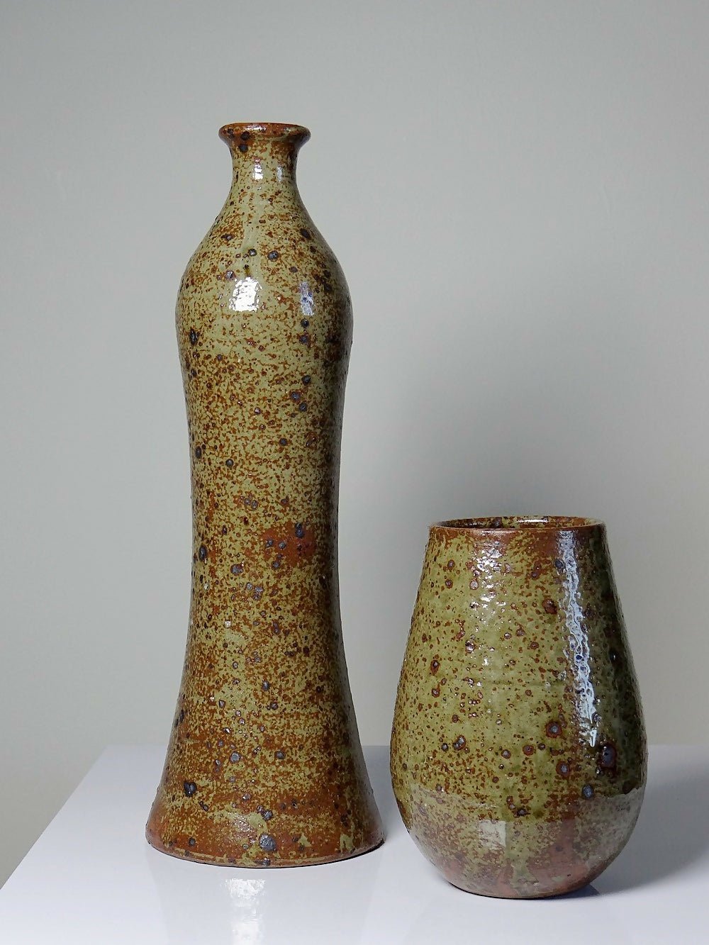 Duo de vases en grès pyrité vintage années 60 style Baudat La Borne - Ethic Atelier